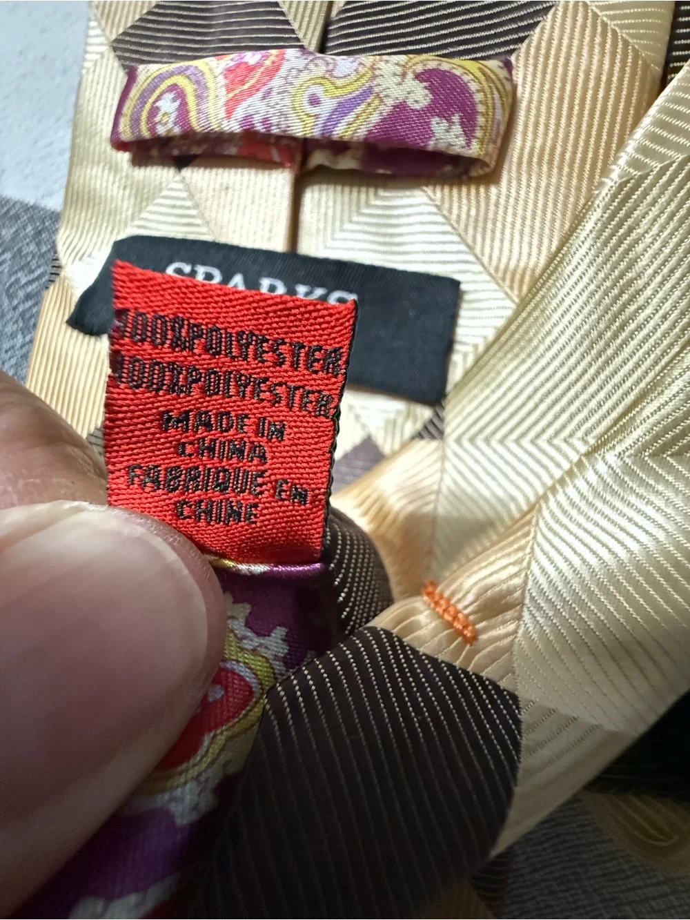 Men's Checked Gold and Brown Silk-Feel Tie